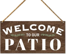 Patio Wood Sign Decor, Welcome Sign for Patio Front Back Porch Decoration Deck B