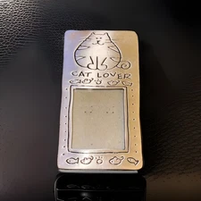 Mini Happy Cat Pewter Picture Frame - Holds 1.5"X 2" Picture 