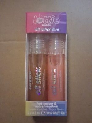 Lottie London Oil Slick Duo Lip Oils, Hot Cocoa & Marshmallow, 2 x 3.8 ml
