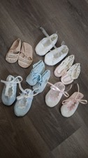 Vintage Pastel Handmade/Handsewn Baby Shoes-Lot 6 Pairs-newborn-6 months
