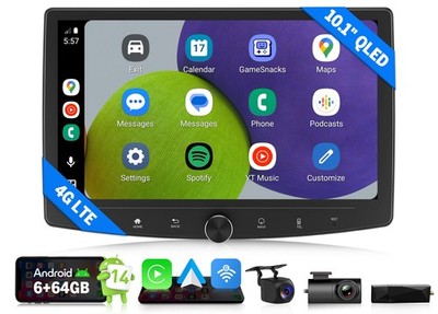 DAB+ Autoradio Android 14 6+64 10,1 Zoll 2Din Navi Radio Wireless CarPlay 4G LTE
