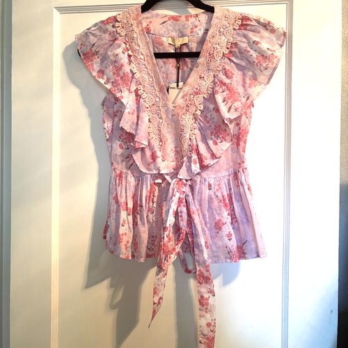 Top Bebe Imprimé Dos Dentelle Col En V - Taille XS, Neuf Avec étiquettes (NWT)