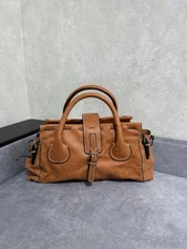 Chloé Large Edith Satchel Travel Leather Bag Brown Woman’s Chloe
