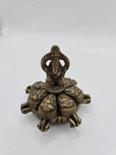 Vintage Hindu Ganesh Solid Brass Kum Kum Powder Tikka Tika Box