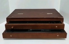 Wooden 2 Drawer Storage Box Fold-Up Drawing Easel Brown Art Supplies Flaw