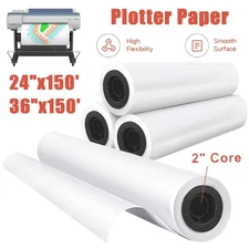 24"x150' 36"x150' 20lb Bond Plotter Paper for Wide Format Inkjet Printers 2"Core