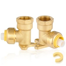 2 Pack 1/2 Female NPT x 3/4 Inch Pushfit DropEar Elbow Brass Hub