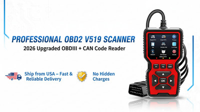 Professional OBD2 V519 Scanner - 2026 Upgraded OBDII + CAN Code Reader