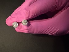 Moissanite Studs Iced Cluster Flower Set Earr...