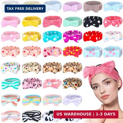 Yinder 40 Pack Bow Spa Headband Coral Fleece Makeup Headband Soft Face Wash Head