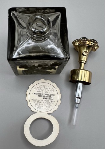 Vintage Irice Japan Hand Cut Spray Perfume Bottle Smokey Topaz w/Rhinestones 3" - Picture 7 of 8