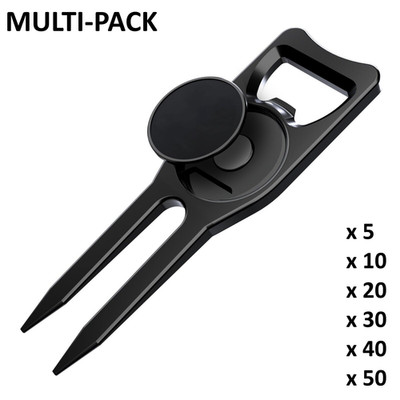Golf 6-in-1 Multifunction Divot Tool Ball Marker Groove Cleaner MULTI-PACKS, BLK