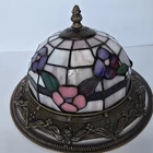 VTG Tiffany Style Floral Stained Glass Lamp Shade Pink Purple 11" Perfect Cond.