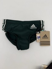 NWT ADIDAS Boys Swim Brief Green w/ White Stripe Size 26