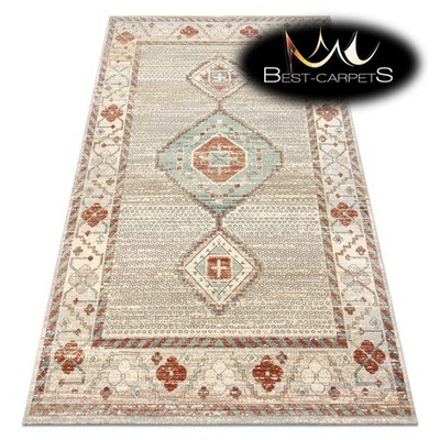 Orientalische 100% NATURWOLLE Teppiche ''SOHO'' Boho Beige, Terrakotta Beste Qualität