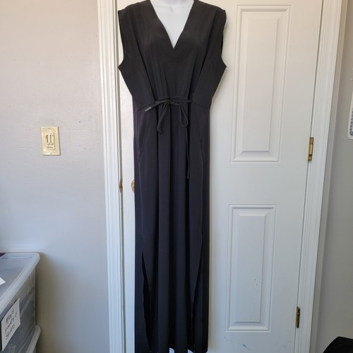 Athleta Marlow Maxi Dress Slerveless Lightweight Tie Front Black Size Small - Picture 2 of 16