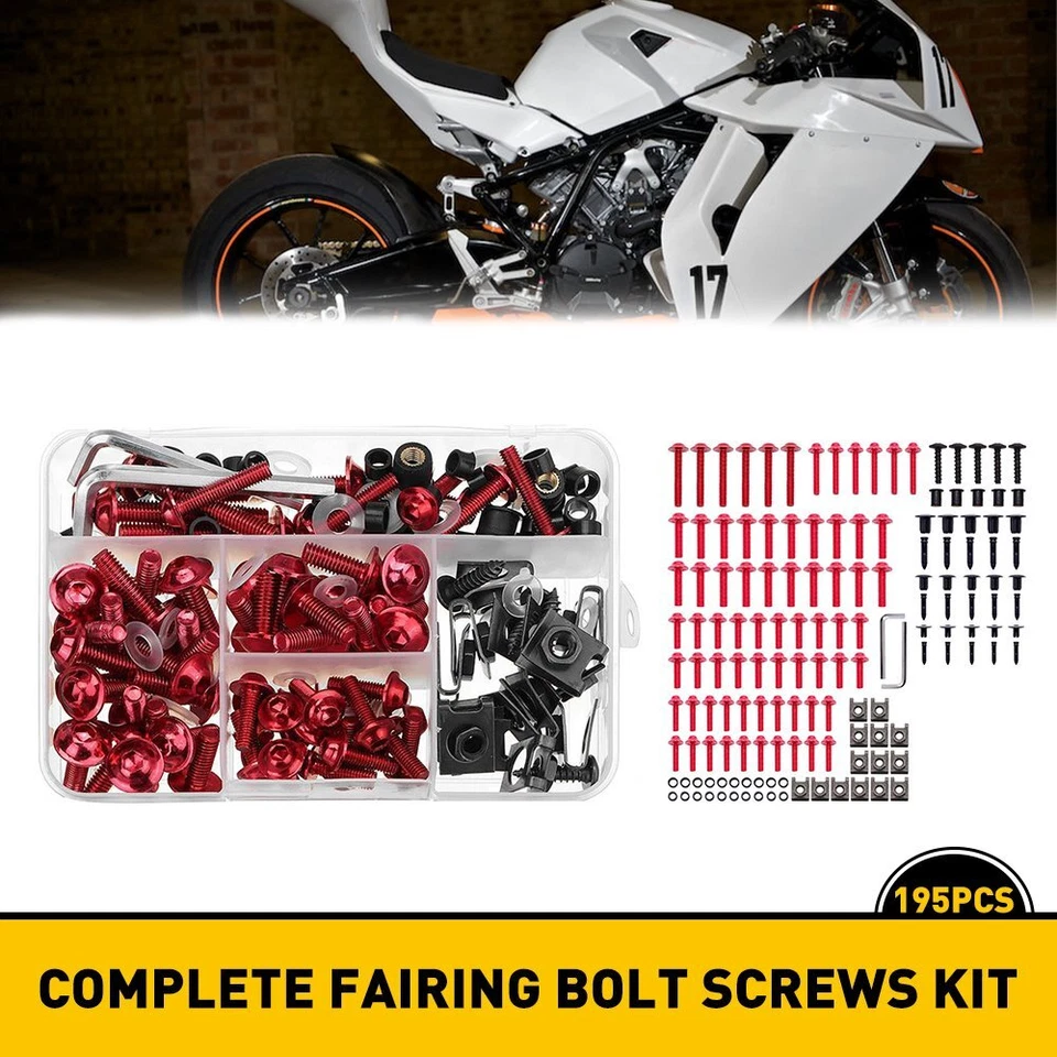 195PCS Fit For M6 M5 Kawasaki Motorcycle Complete Fairing Bolts Kit Screws Nut - Image 3 of 4