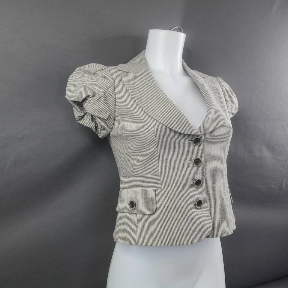 Blusa feminina Nine West 2 listra bronzeada pequena linho corpo escritório carreira clássica - Imagem 2 de 4