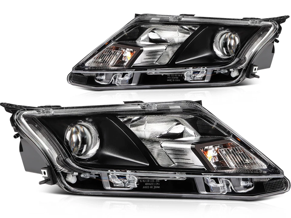 适用于 2010 2011 年 2012 年福特 Fusion 左右黑色外壳前照灯一对 — 第 3/4 张图片