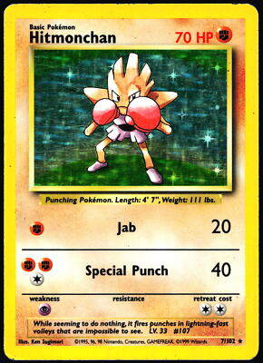 Hitmonchan #007/102 Holo Rare Holo Base Set R2-637