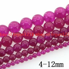 Natural 4/6/8/10/12/14mm Rose Red Jade Gemstone Round Loose Beads 15'' AAA