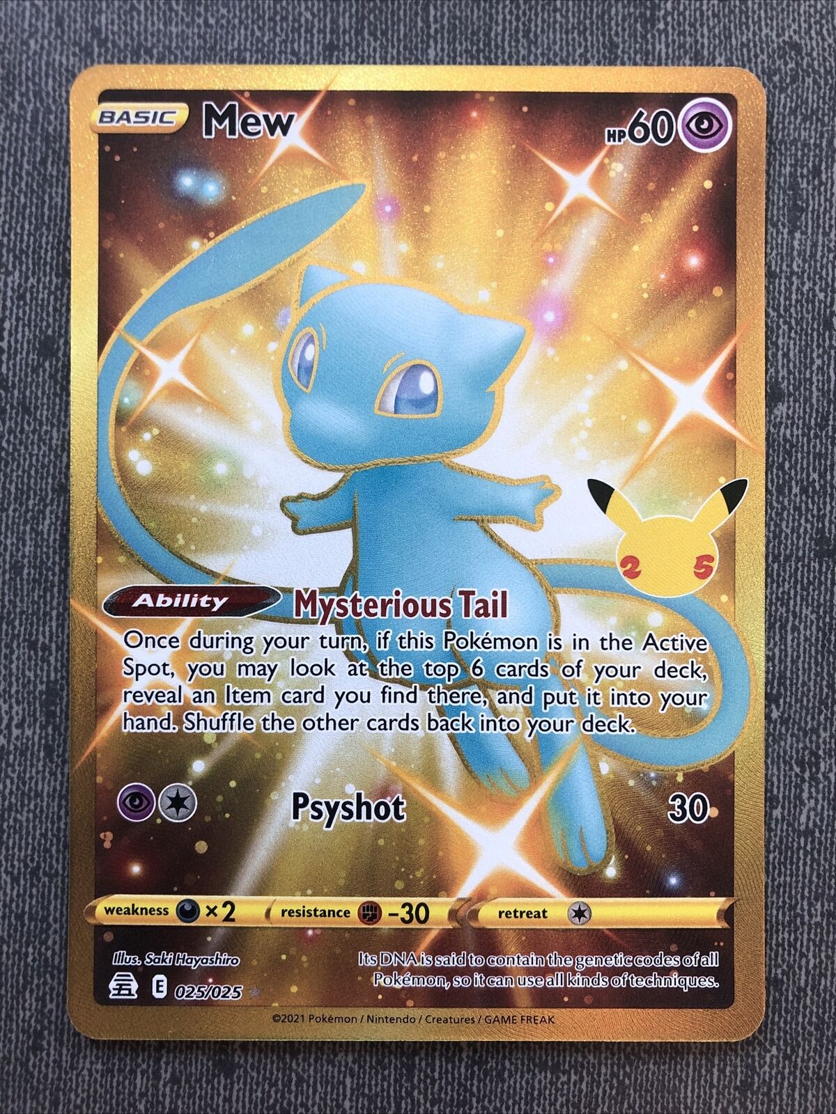 Mew 025/025 Gold Pokemon Celebrations 25th Anniversary