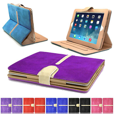 Neu stilvolle Wildleder Leder Smart Flip Geldbörse Ständer Etui Abdeckung für alle Apple iPads
