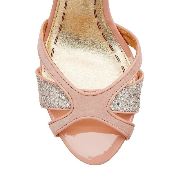 Pre-Loved🌺MIMCO Monarch Mix Midi Wedge Shoes Dusty Pink Glitter Size 36 RRP$179