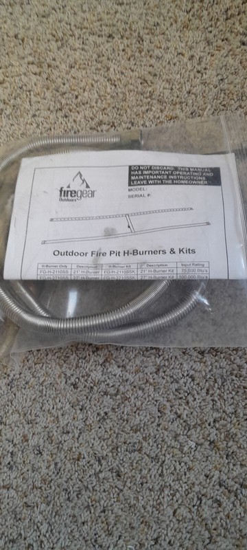 Firegear FG-H-3310SSK Burner Kit - NO H BURNER -OAS, 1/2 Flex Gas line see below