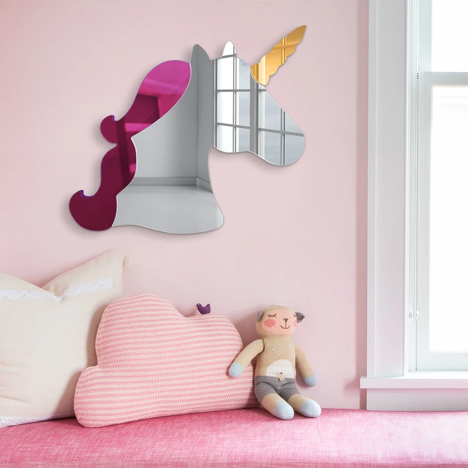 4 Obras de Arte - Espejo de Arte de Pared Unicornio Acrílico 3D, Habitación Temática Unicornio Bebé Niña Foto 4 de 4