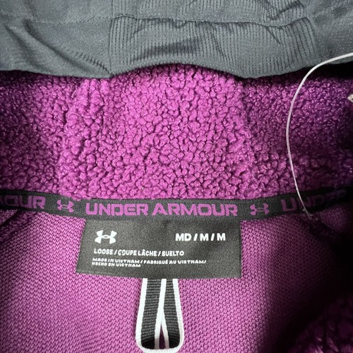 Under Armour Men’s Medium Mission Boucle Jacket Sweatshirt Hood Purple 1/4 Zip - Picture 4 of 12