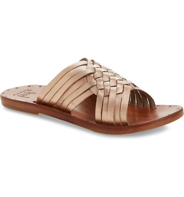 $330 BEEK SWALLOW WOVEN LEATHER  SLIDE ROSE GOLD METALLIC 7 (DA19)