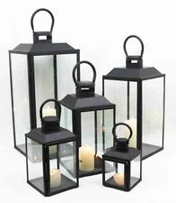 American Mantle Decorative Metal/Glass Candle Lanterns - Set of 5 Pcs - ML1715