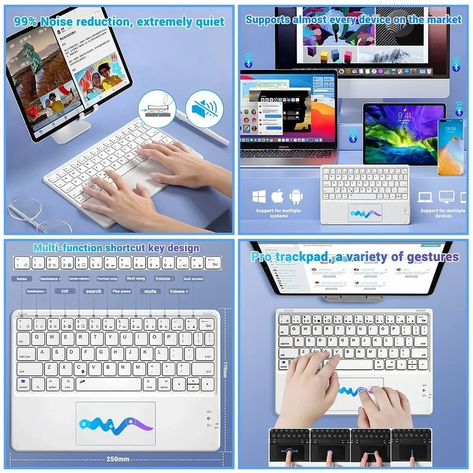 Wireless Bluetooth Magic Keyboard Touchpad Mouse Case for Apple iPad/Windows AU - Image 3 of 4