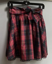 Girls GAP XL Holiday Christmas Plaid Taffeta Skirt With Bow See Sizing Detail