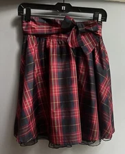 Girls GAP XL Holiday Christmas Plaid Taffeta Skirt With Bow See Sizing Detail