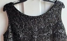 DRESSY Vintage BLACK TANK TOP BLOUSE Beads Sequins Sparkles MEDIUM/LARGE