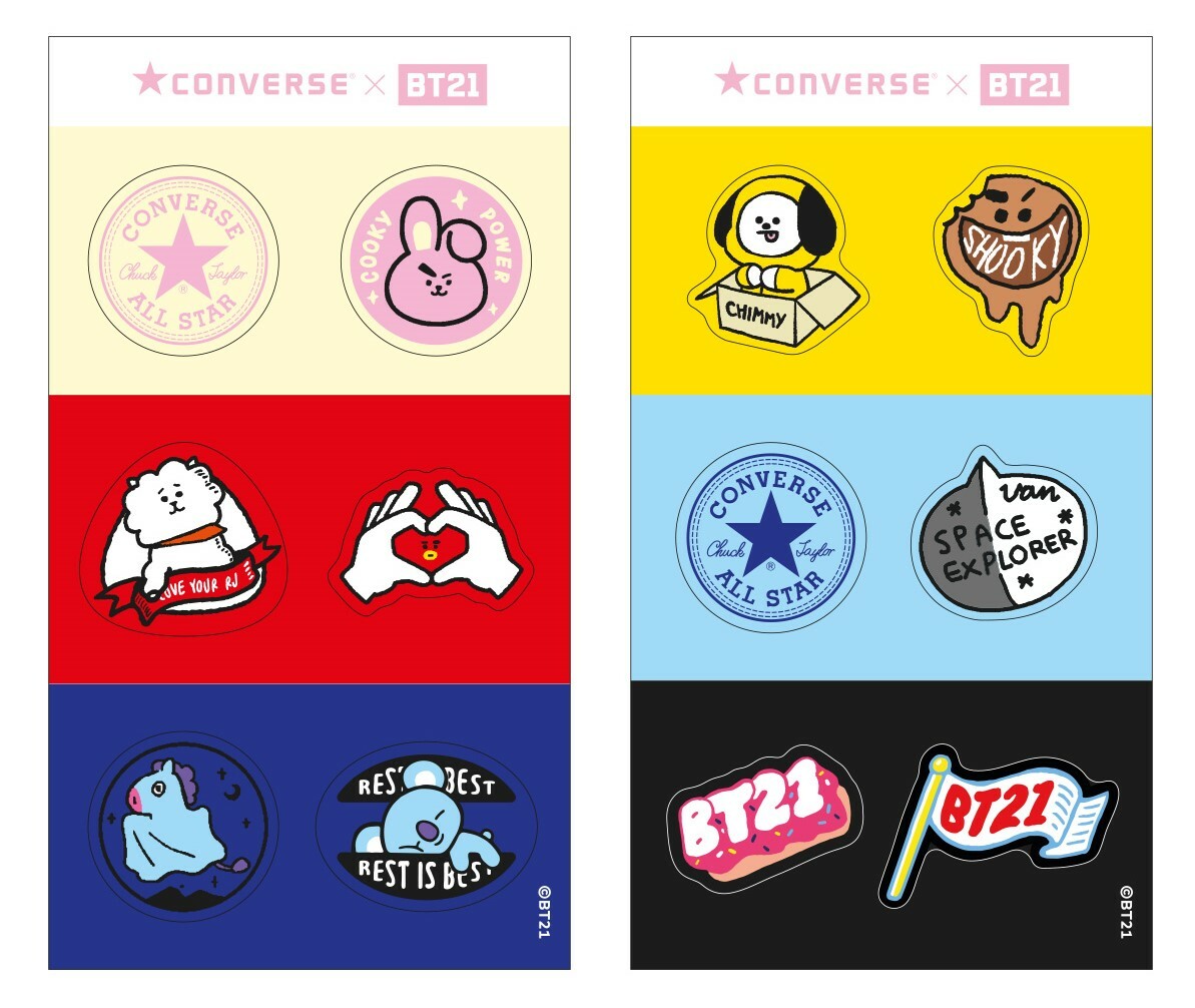 LINE FRIENDS BT21 CONVERSE ALL STAR 100 OX Shoes White Pink Shoelace JAPAN NEW