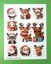 Christmas Cute Animals Santas  Reindeer Sticker Sheet