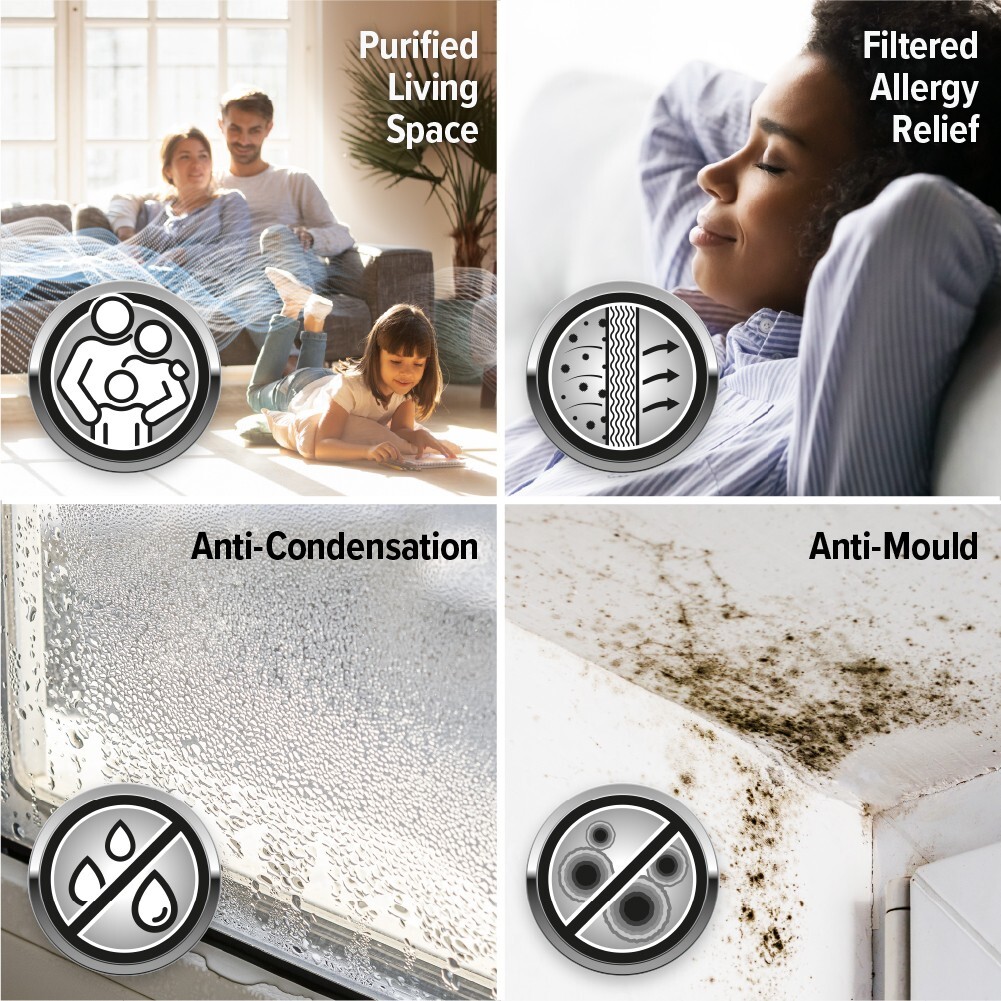 Dryzone Dehumidifier & HEPA Air Purifier for Home Energy-Efficient Low Noise 12L