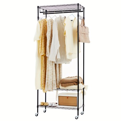 Bedroom Clothes Rack Garment Double Rods Cloth Rack Hanging Multi-functional 