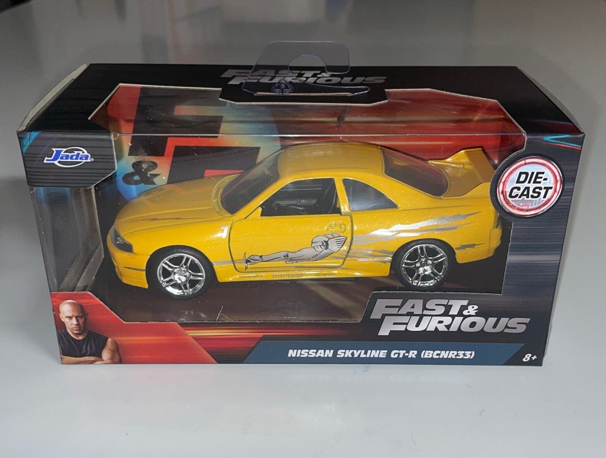 Jada Fast & Furious Modèle Car Leon Skyline GT-R BCNR33 de Leon Jaune 13cm Echelle 1/32 Collector's Series Toys