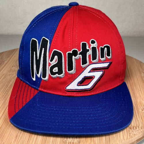 Vintage Mark Martin Hat Cap Snapback NASCAR Red Blue #6 Roush Racing EUC