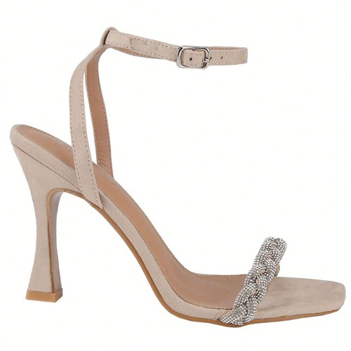 Women's Strappy Square Toe Heels Sandals Kitten Heeled Sandals Party Dress Shoes - Picture 8 of 64