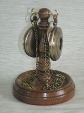 WOODEN DOUBLE POCKET WATCH STAND DARK OAK WOOD HANGER DISPLAY WOOD HOLDER UNIQUE