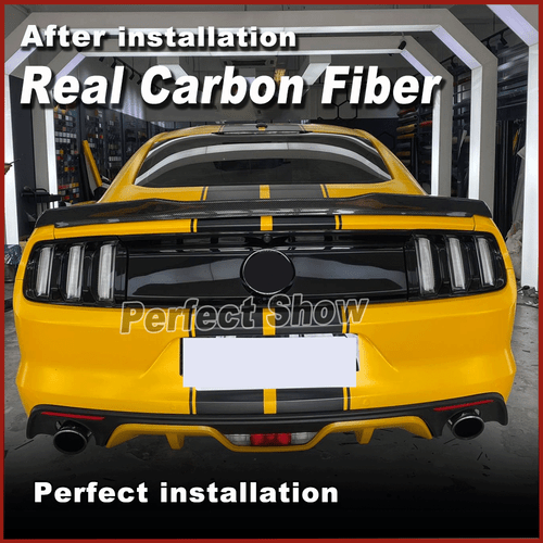 Fit For Ford Mustang 2015-18 REAL Carbon Fiber Rear Trunk Boot Spoiler Wing Lip - Picture 2 of 10