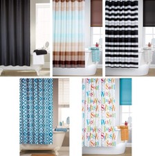 PRINTED SHOWER CURTAIN PANEL WITH MATCHING RINGS FOR POLE 180cm (71") MULTI