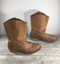 Work N Sport Roper Brown Leather Work Biker Men Boots Pull On Size 10.5 Vintage