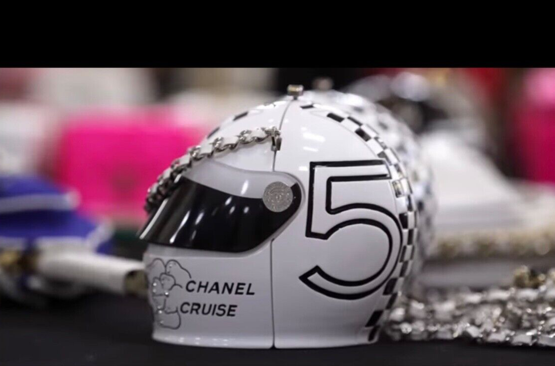 New w/Tags , Box, Receipt - Chanel 23C White Racing Helmet