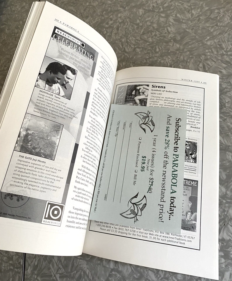 Parabola Magazine Mixed Lot Of 3 Issues 1998 1999 2004 Web of Life Evil Fear Foto 3 de 4